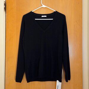 N.Peal 100% Cashmere V-Neck Pullover Sweater Jumper Black Size M US 10 Luxury
